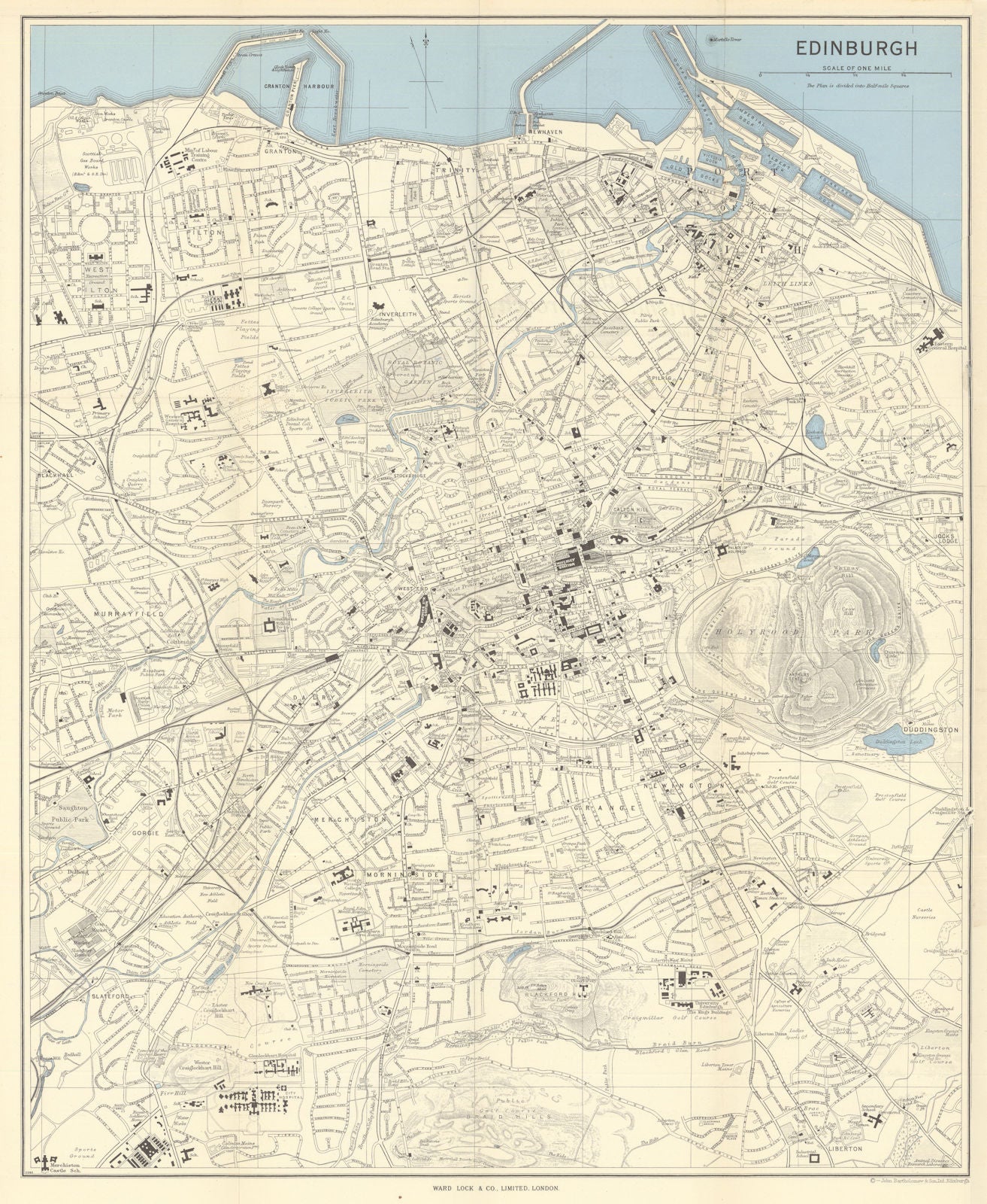 EDINBURGH vintage town/city plan. Scotland. WARD LOCK 1963 old vintage map